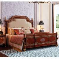 High-end classical home furniture bedroom set leather royal double bed design